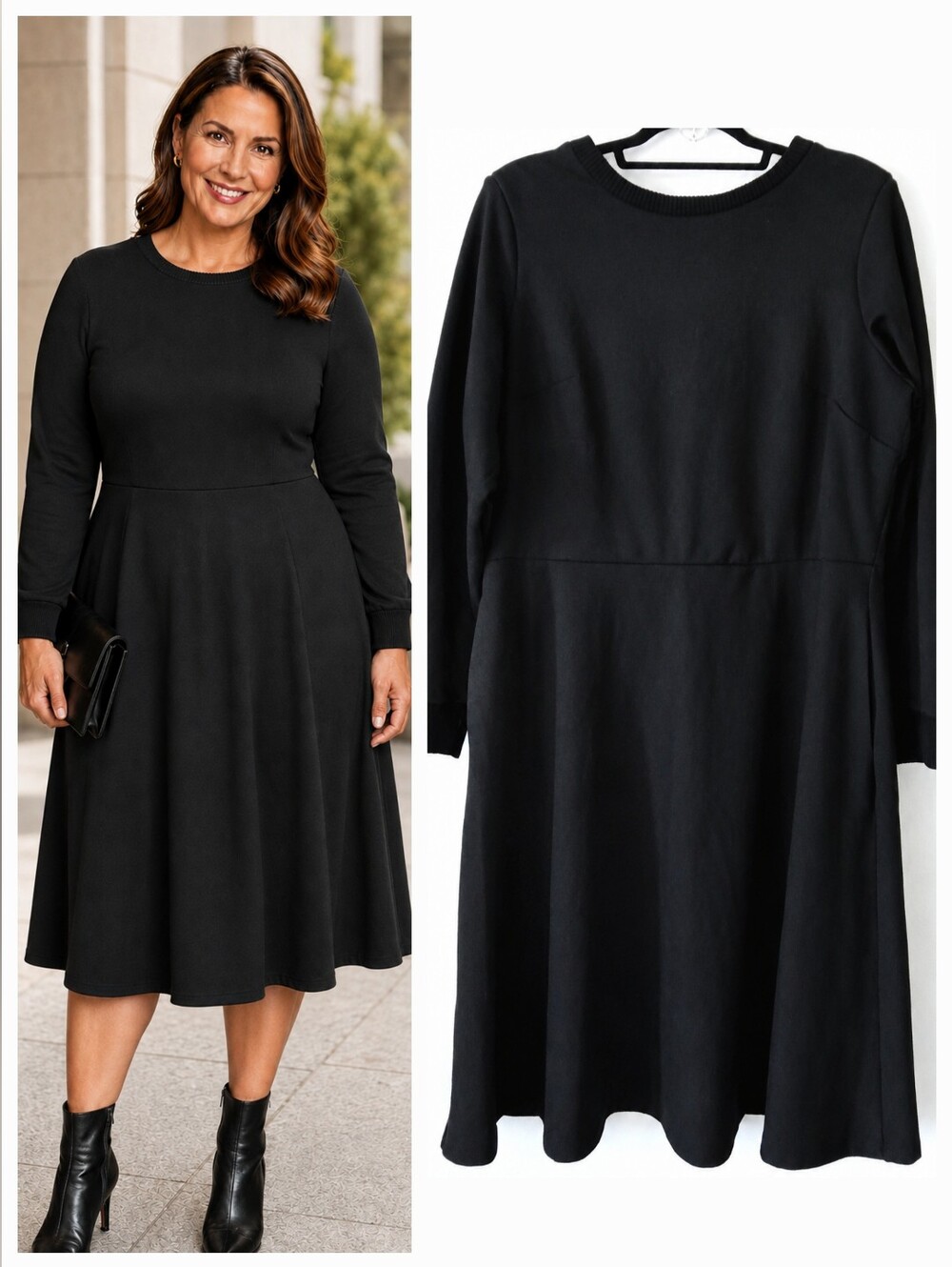 New BADGLEY MISCHKA Mark & James BLACK Knit Odilia Midi Dress Women's Size 1XL